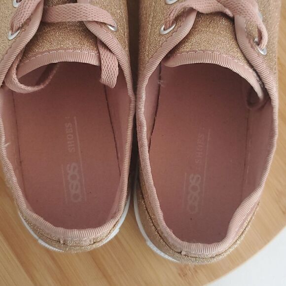 ASOS Rose Gold Glitter Canvas Sneakers Women's Shoe Size 7WF - Picture 6 of 10